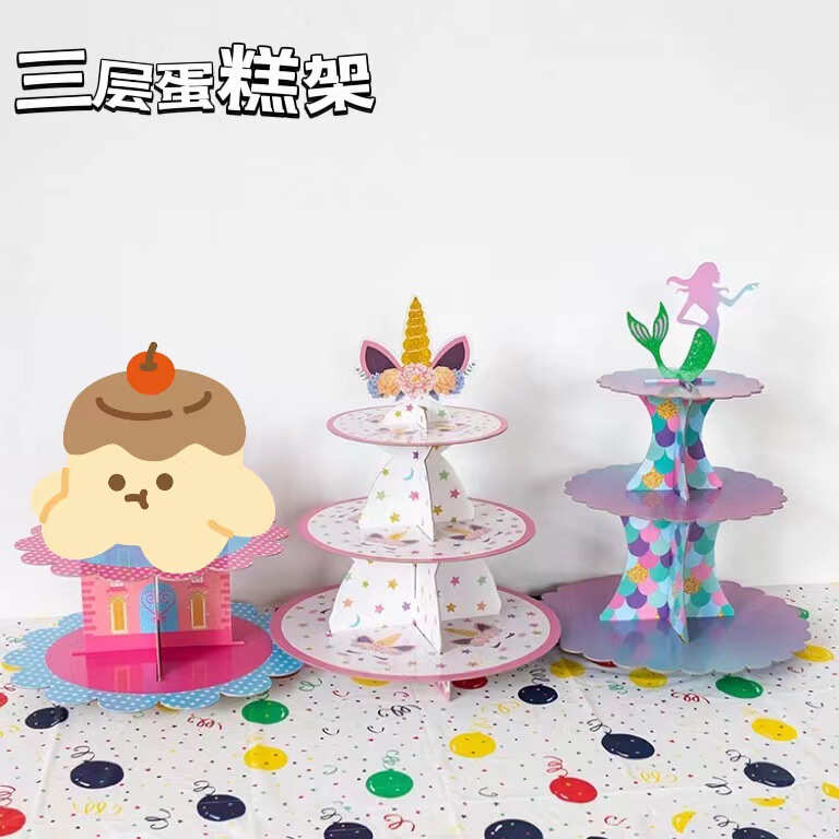 Casual Style Party Wedding Birthday Three-Tier Cake Stand Dessert Display Stand Disposable Decoration Birthday Party Casual Style Party Wedding Birthday Three-Tier Cake Stand Dessert Display Stand Disposable Decoration Birthday Party