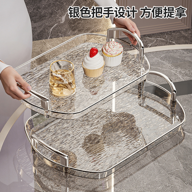 ハンドル付き軽量高級プラスチックトレイ、ハイエンド家庭用ティートレイ、ディナープレート、業務用レストランの厚みのある大きなプレート|undefined