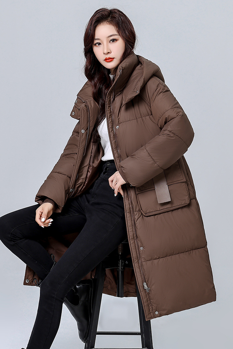 Transfronterizos de algodón largo y medio para mujeres 2024 nuevo invierno de bolsillo de pan chaqueta de algodón gruesa chaqueta de algodón image 8