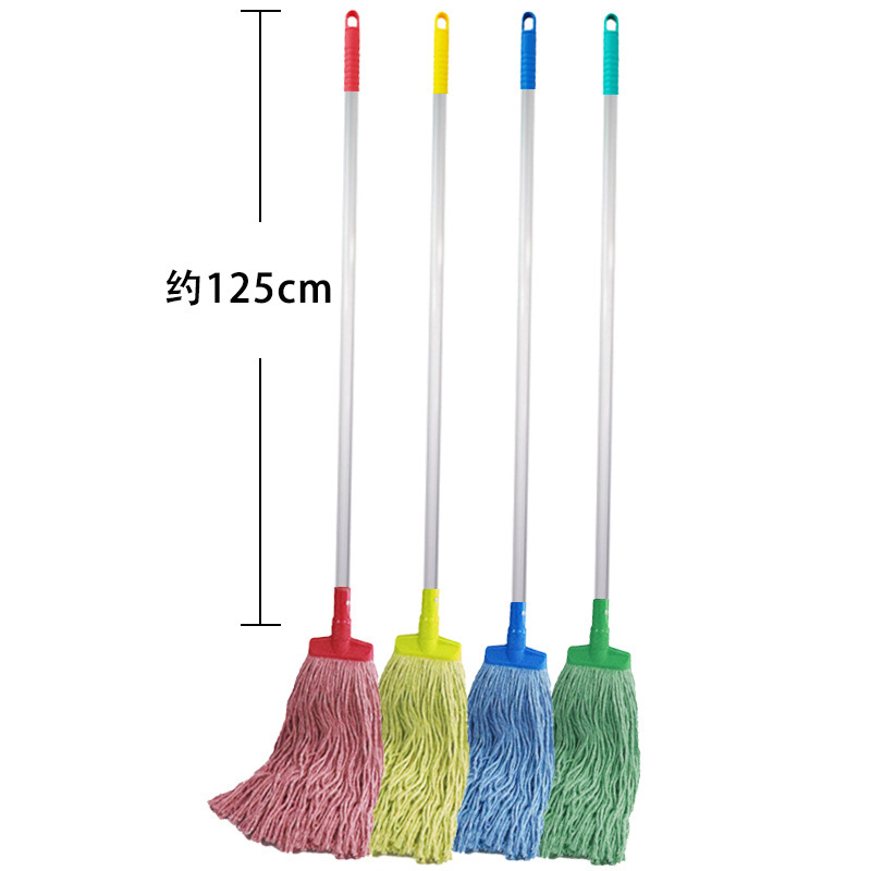 Hospital color separation traditional old-fashioned color thick cotton thread absorbent mop aluminum pole hotel factory floor mop a mop clean Hospital color separation traditional old-fashioned color thick cotton thread absorbent mop aluminum pole hotel factory floor mop a mop clean