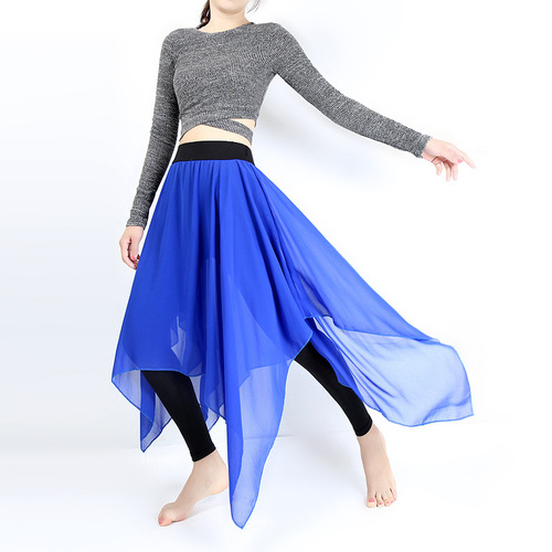 Modern classical body dance performance fake two-piece medium-length irregular skirt pants adult dance practice clothes for women
