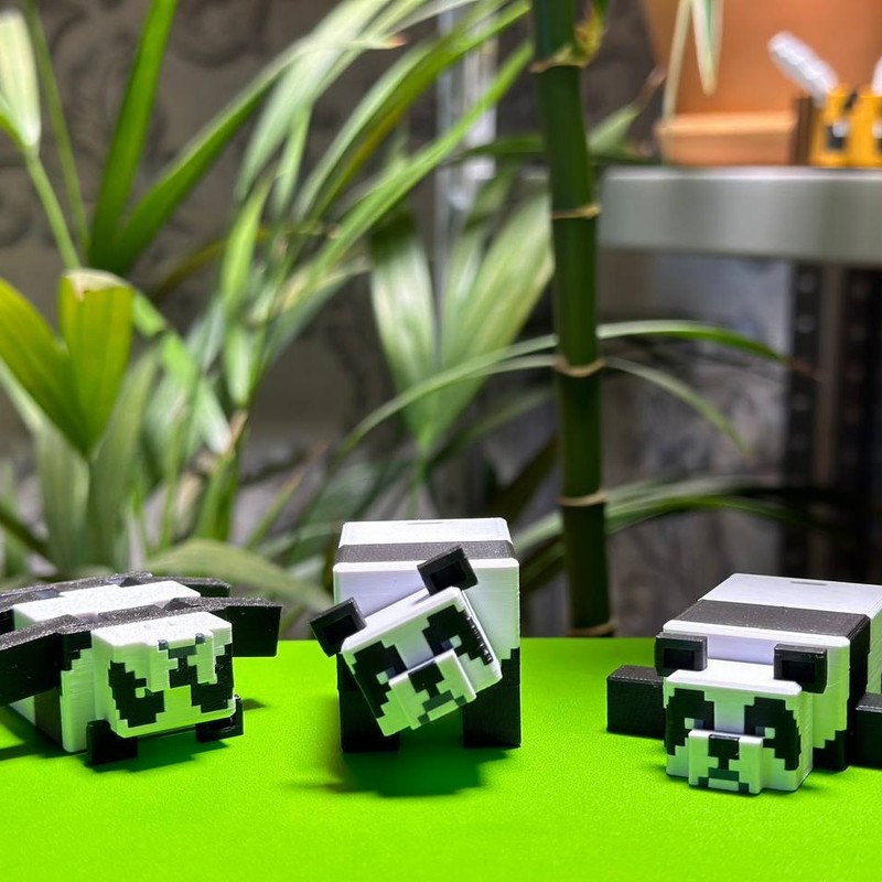跨境新品3D打印我的世界熊猫解压玩具可动玩具桌面摆件钥匙扣国宝|undefined