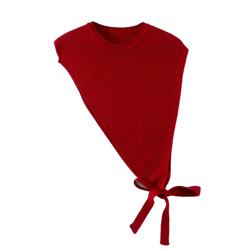 Ankora Red Design Split Knitted Shawl Women's Autumn and Winter New Triangle Beveled Vest Stacked Western Style All-match