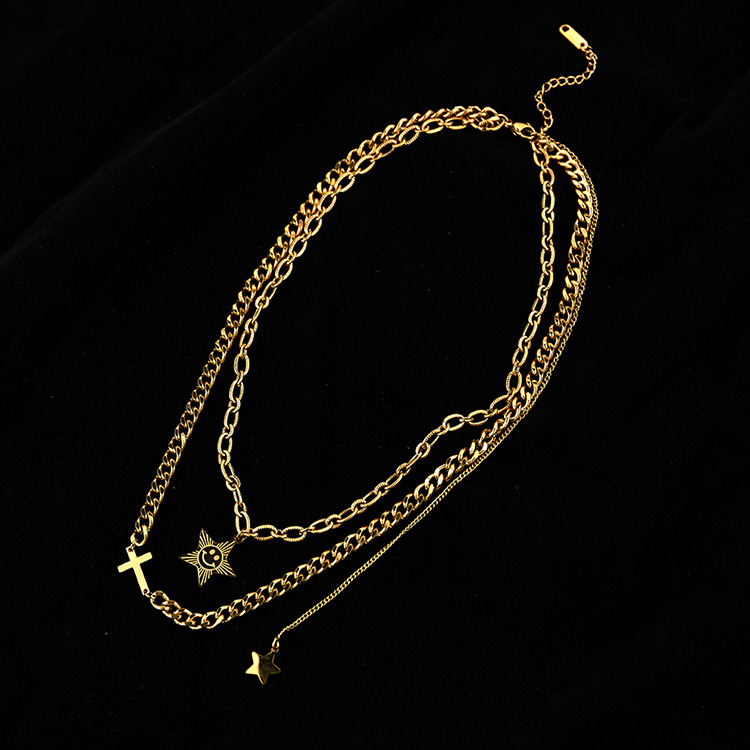 Fashion Star Titanium Steel Plating Layered Necklaces 1 Piece
