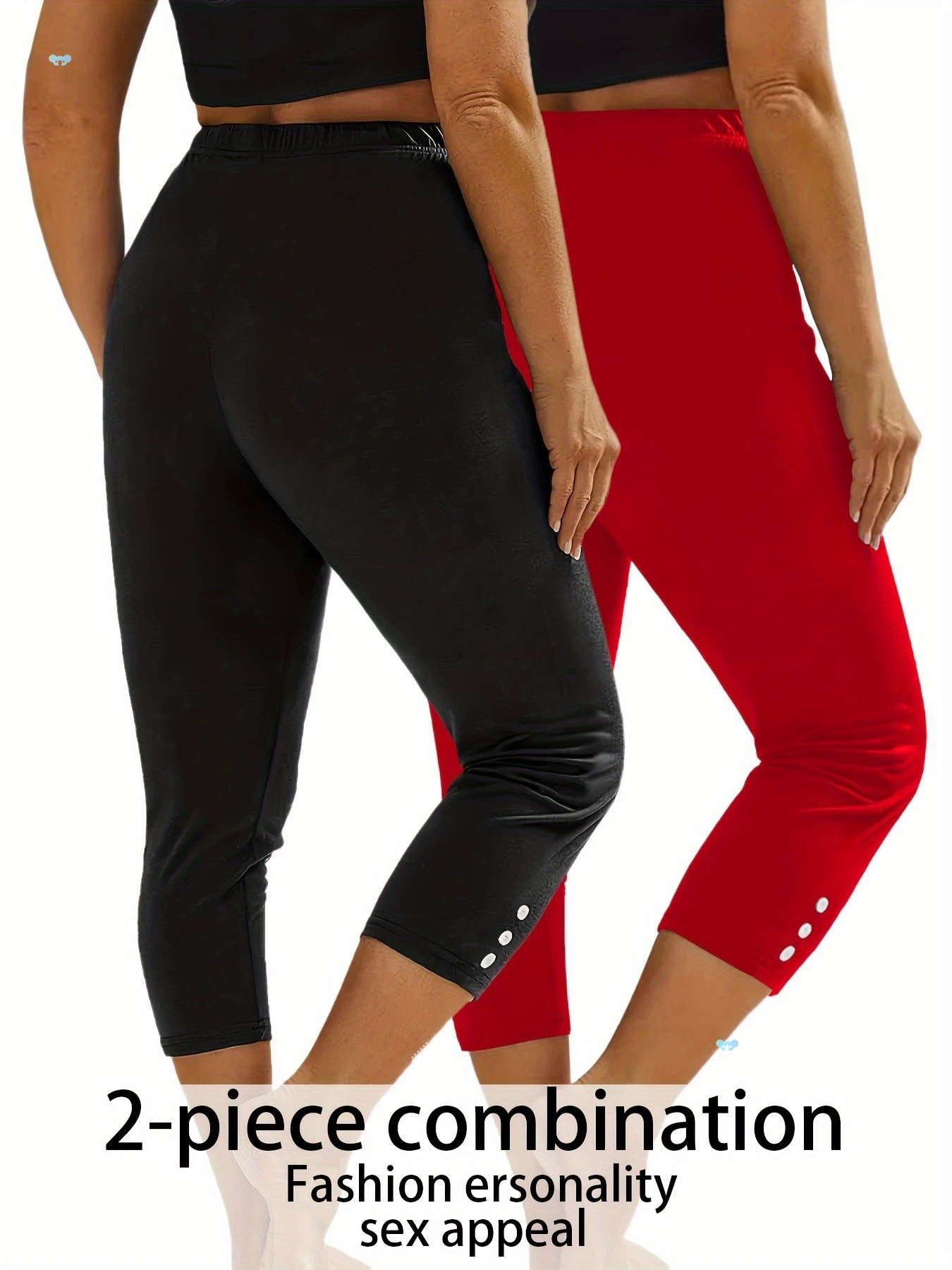 Комплект из 2 женских леггинсов-капри, модные спортивные облегающие леггинсы через границу