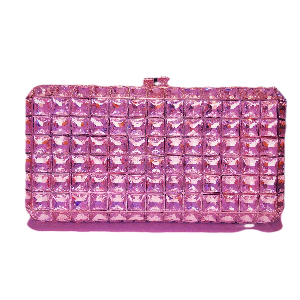 Fuente transfronteriza de cristal sólido con diamantes bolsas de banquete de maquillaje cuadrada horizontal bolsas de banquete de mano embrague duro