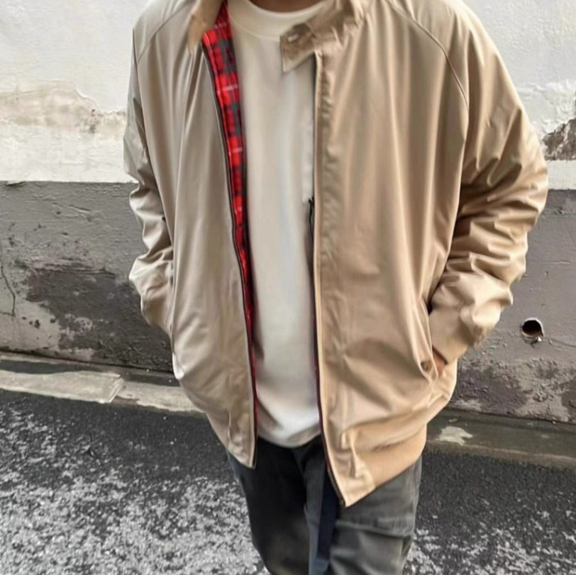 Ropa de trabajo de primavera y otoño, color sólido, salvaje, retro americano, tipo duro, chaqueta de vuelo, chaqueta casual de cuello alto para hombre, chaqueta para hombre