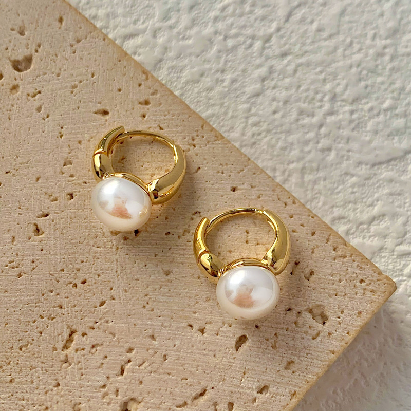 Women's Gender Plating Design 1 Pair Retro Lady Geometric Plating Imitation Pearl Copper Earrings