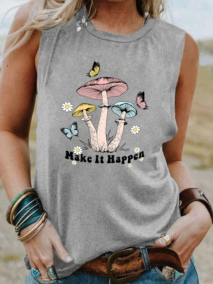 Сделать это жилет без рукавов Футболка с буквенным цветным принтом женская одежда