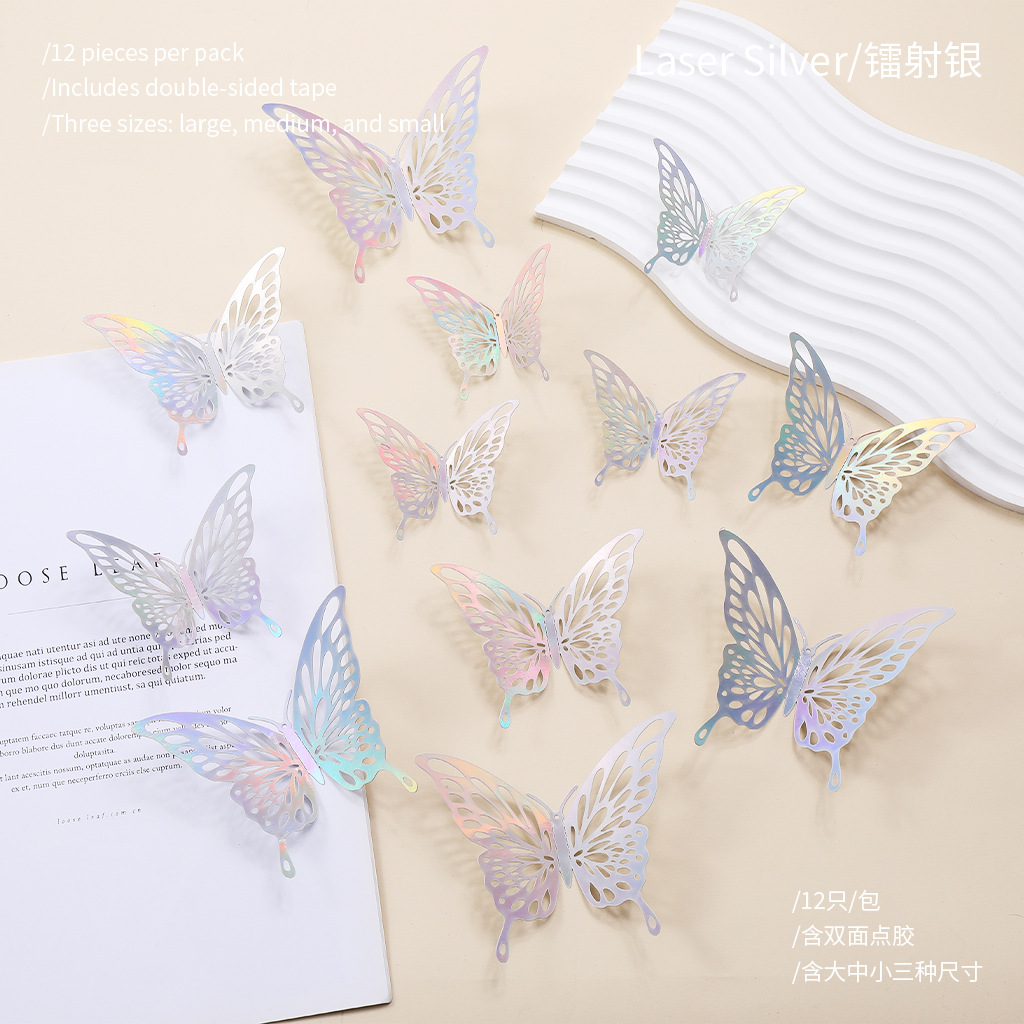 Nuevo hueco mariposa autoadhesivo pared fiestas de boda decoración de flores simples de alto nivel pegatinas creativas