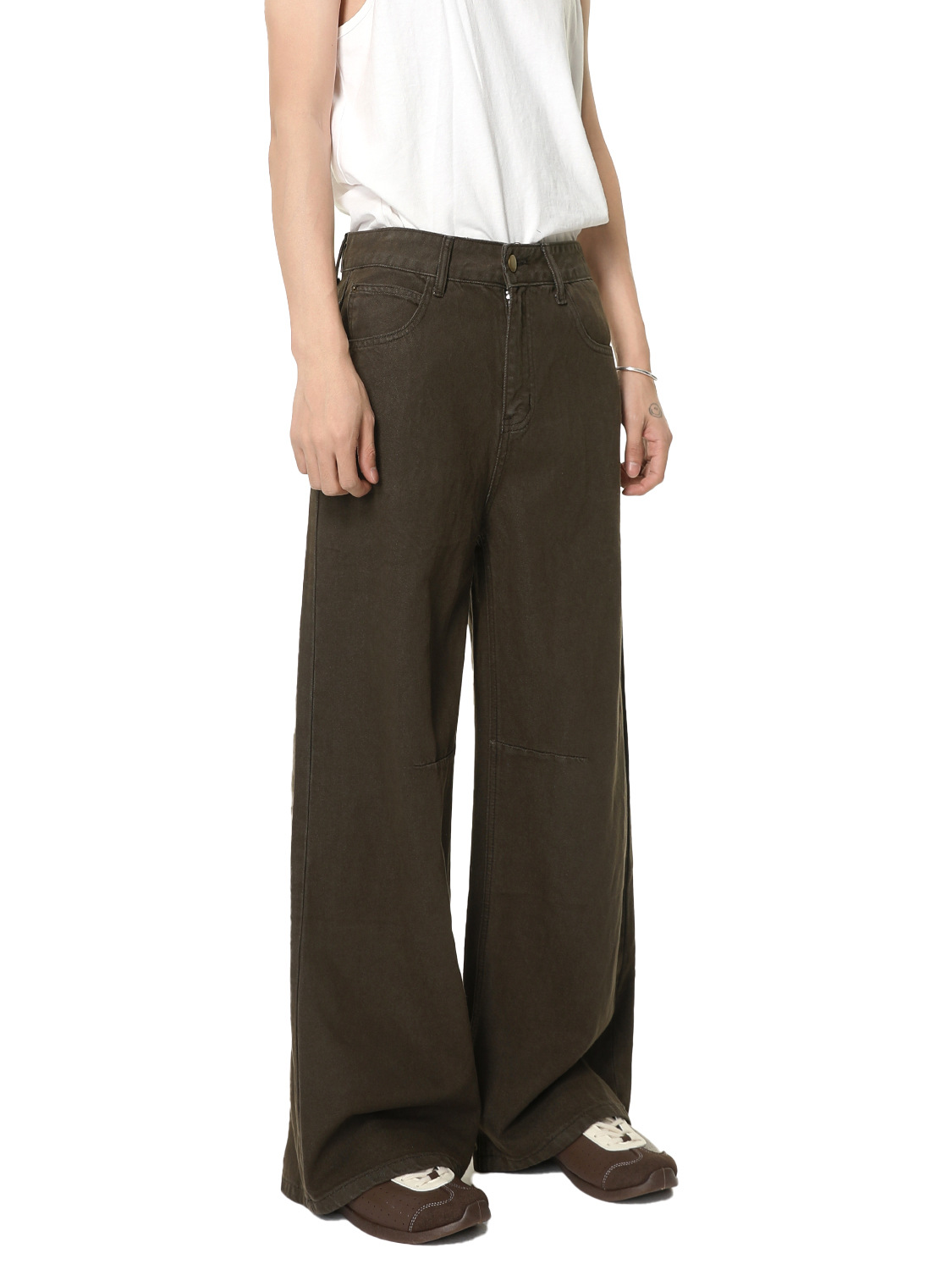 MTLCLOTHES Hombres| Coreano Cleanfit simple estilo de algodón de cintura media clásico versátil jeans recto