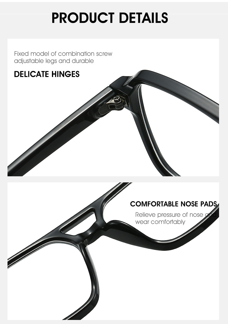 55g Weight Full rim frame Glasses Structure Glasses Classification PC Lens Material Square Glasses Style Outdoor, Street Occasion Geometric Pattern All Seasons Season Unisex Gender Streetwear Style Streetwear Geometric PC Square Full Rim Frame Optical Glasses 5