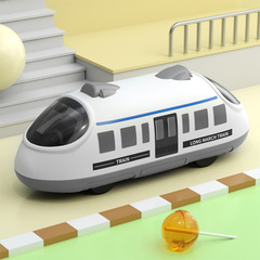 Cross-border New Double-Action Subway Train Boy Interactive Car Inertia Pull-Back Cartoon Train Toy for Baby Crawling