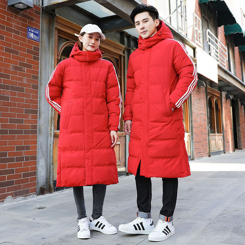 Winter New Style Sports Flannel Coat Couple's Long Length Knee-Length Down Flannel Coat for Men, Customizable with Polo Printing for Manufacturers
