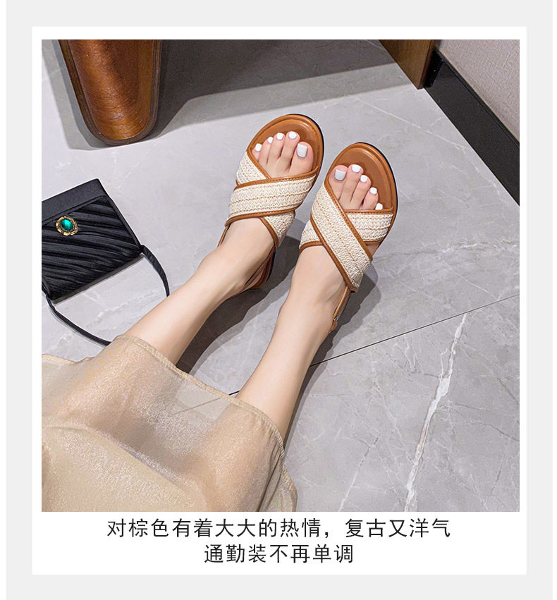 Dép sandal nữ quai chéo mũi tròn hở ngón đế dày phối màu, đế cao 3 cm — Màu Mơ (Dép lê), Màu Mơ (dép), Màu nâu (dép), Màu đen (dép) chi tiết 29