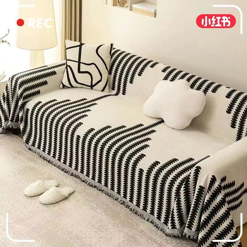 Ins-Style Sofa Cover, Sofa Towel, Full-Cover One-Piece Sofa Set, Fully Wrapped Sofa Cushion, Cat-Scratch Resistant, Simple Style