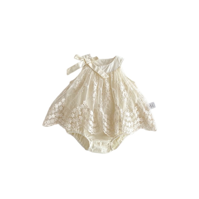 ベビー夏服、薄手の女の赤ちゃんジャンプスーツ、満月と100日のお祝い服、甘いプリンセスドレス|undefined