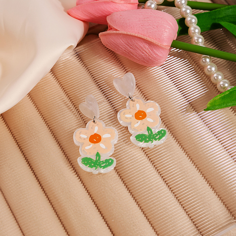 Daily Occasion 1 Pair Cute Flower Acrylic Drop Earrings
