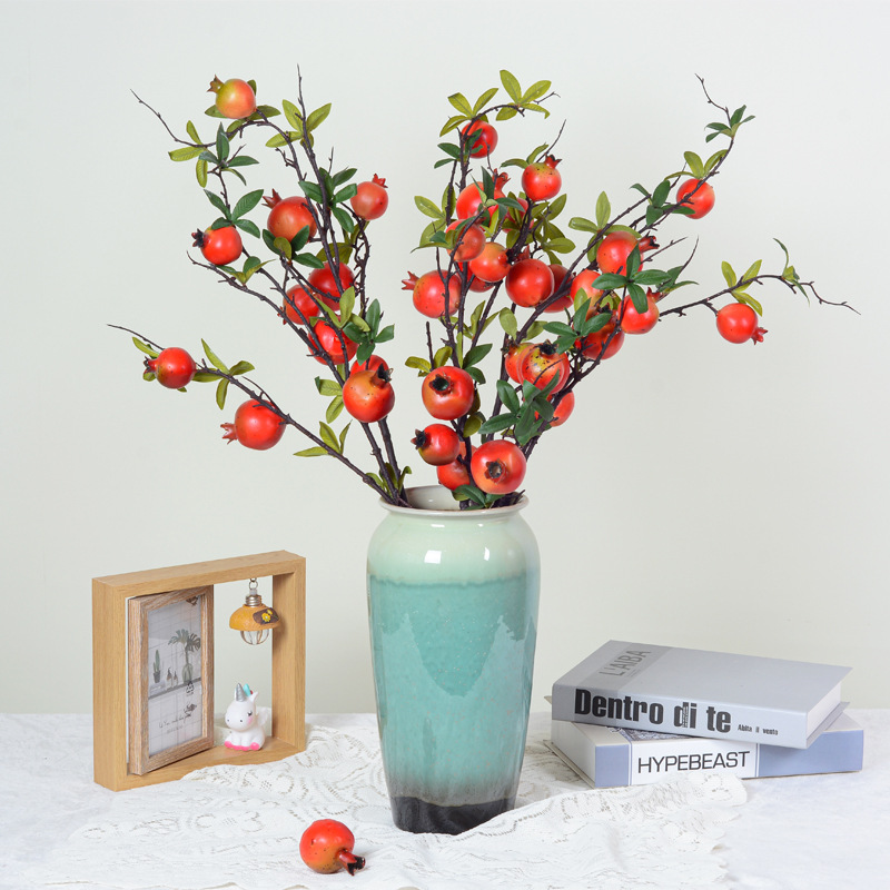 Simulated Pomegranate Single Branch Home Decor Photography Prop Sample Room Ornament 5-Head 8-Head Leafy Branches Simulated Fruit