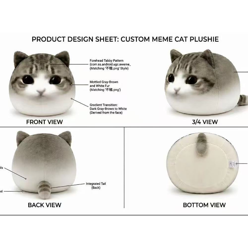 Cute Kitty Plush Toy Doll, Adorable Cat Pillow, Children's Toy Companion, Therapeutic Decorative Ornament