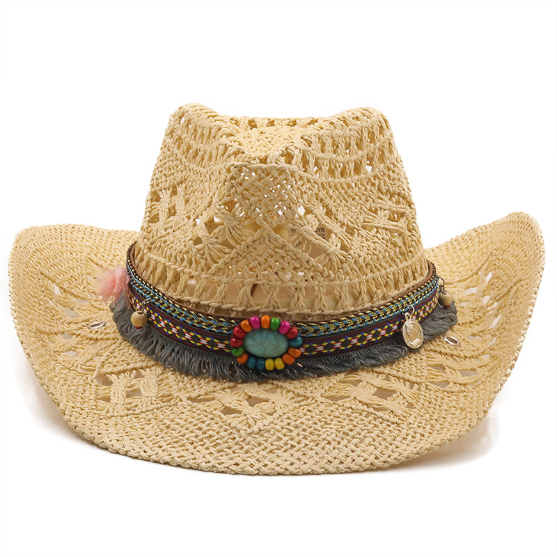 Fashion Natural Hand-woven Cowboy Straw Hat display picture 9