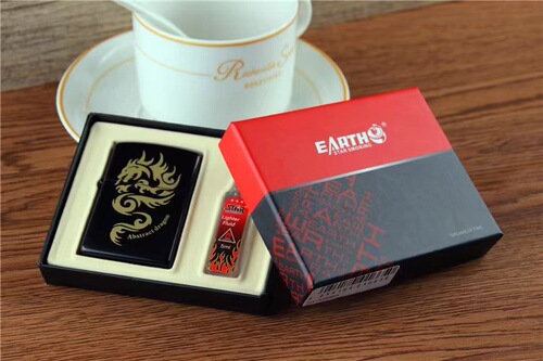 Black Paint Dragon + 5ML Set Kerosene Advertising Lighter Floor Push Kerosene Lighter 2-piece Set Wholesale
