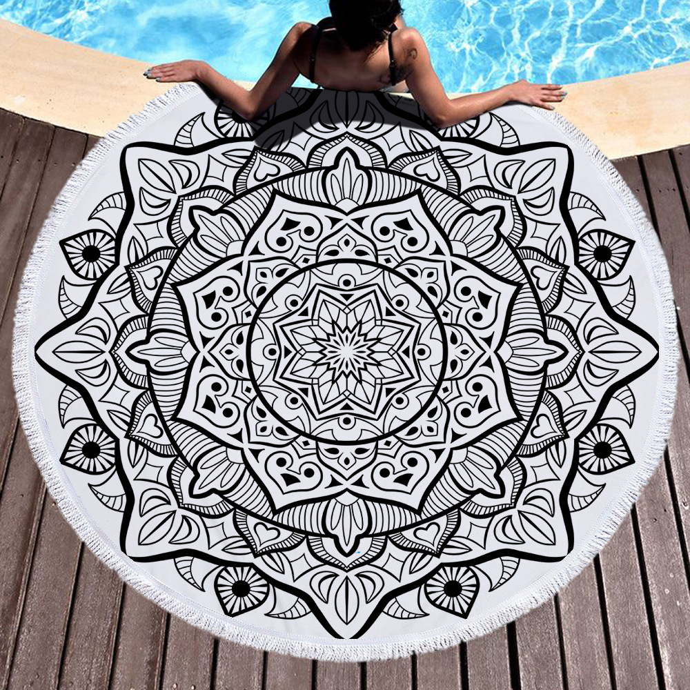 Nuevo estilo redondo Mandala estampado toalla de playa toalla de baño de microfibra cojín de patrón mandala