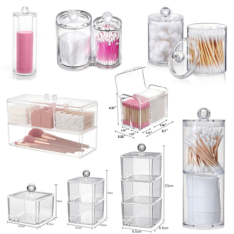 Acrylic Cotton Swab Box, Toothpick Box, Cotton Pad Storage Box with Lid, Storage Box, Large Capacity Storage