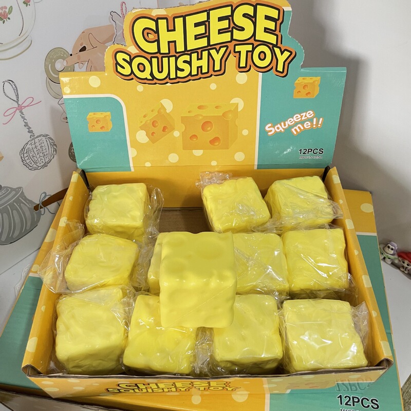 Simulated Cheese Squishy Toy for Stress Relief, Creative Slow Rebound Cube Cheese, Oversized Cheese Stress Relief Gadget Wholesale