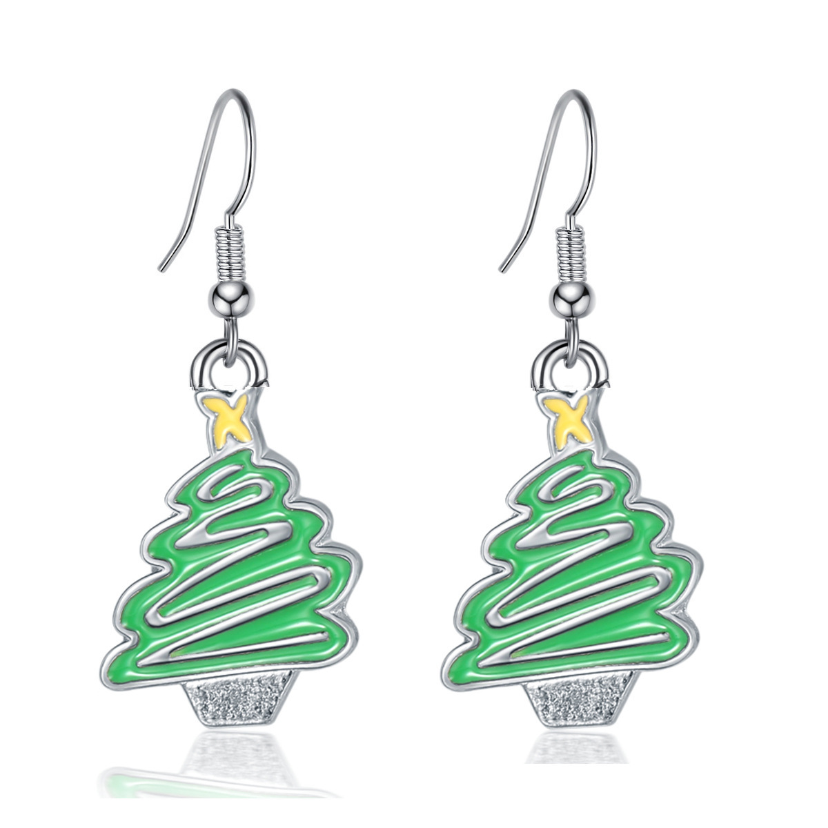 Alloy Material 1 Pair Christmas Cute Christmas Tree Santa Claus Elk Enamel Alloy Ear Hook