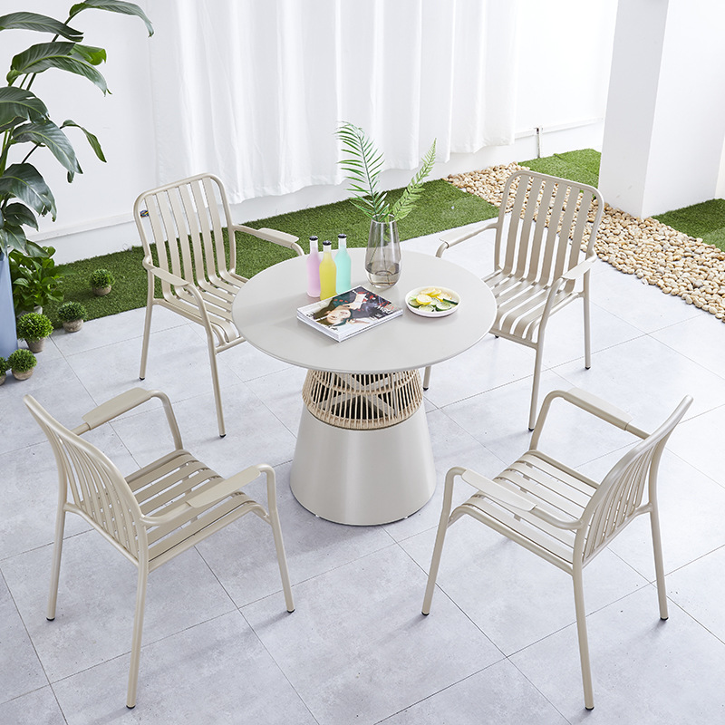 Mesa y silla al aire libre patio terraza al aire libre terraza villa jardín impermeable protección solar aleación de aluminio set mesa de té silla