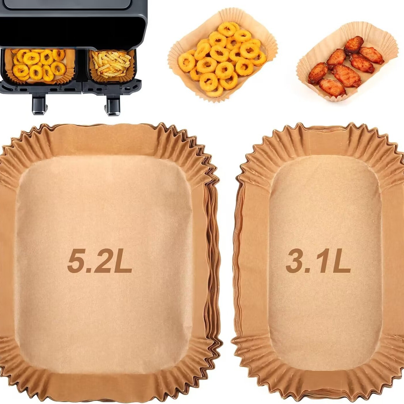 Papel para freidora de aire, doble tamaño, exportación