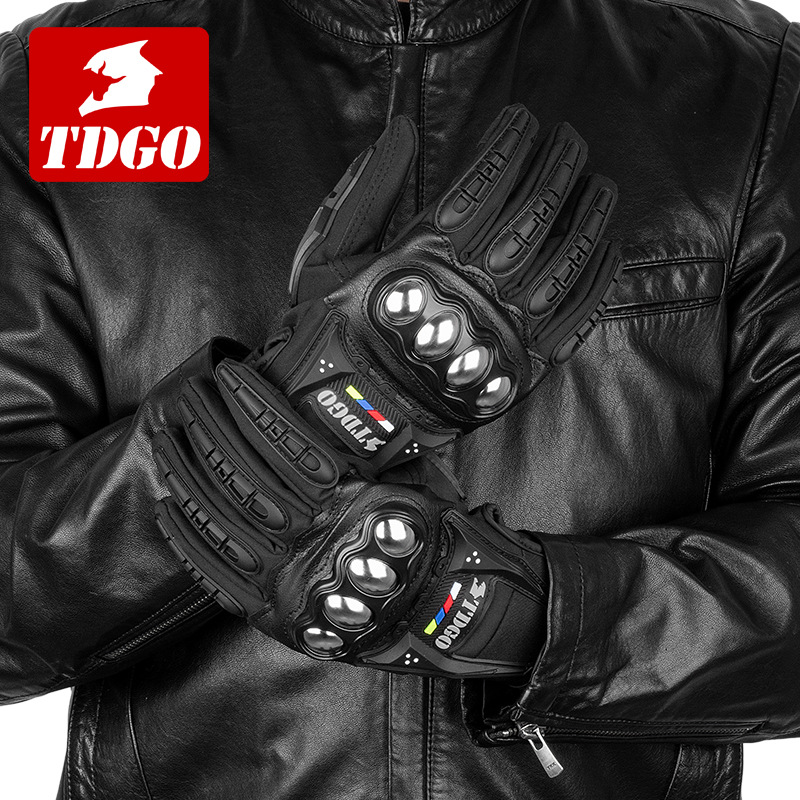 Guantes de montar para hombres cuatro estaciones calientes impermeables a prueba de frío antideslizantes guantes de motocicleta de caballero a prueba de caídas