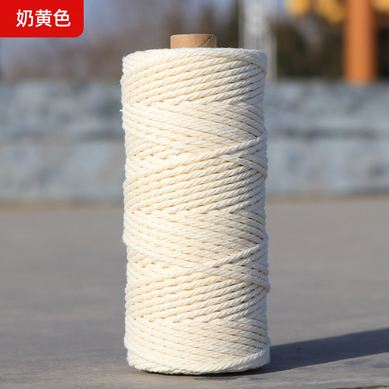Cuerdas de algodón de color transfronterizas tejidas de algodón 2mm3mm4mm cuerdas de algodón hechas a mano cuerdas decorativas DIY cuerdas de algodón de color colgantes