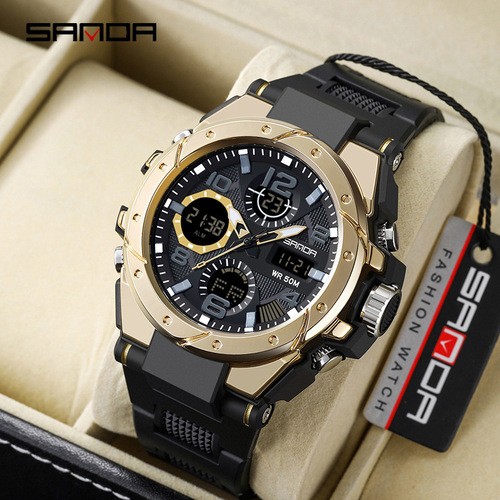 SANDA 6008 watch fashion sports multi-functional student electronic watch men's waterproof quartz watch