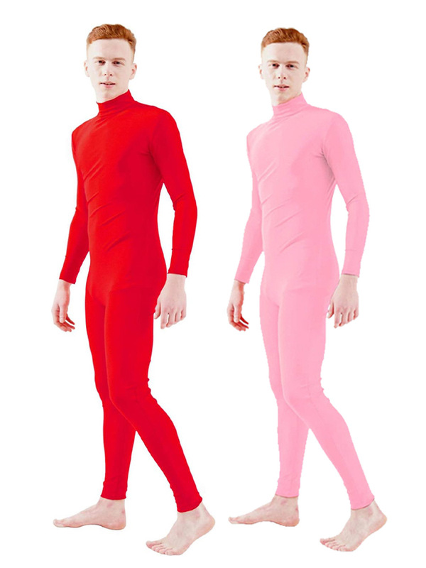 男性の手漏れ足レオタード半包連体服zentai純色服ダンス服舞台演技服|undefined