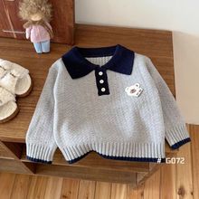 女童毛衣秋冬翻领洋气上衣宝宝秋季男童外搭polo领针织衫儿童毛线