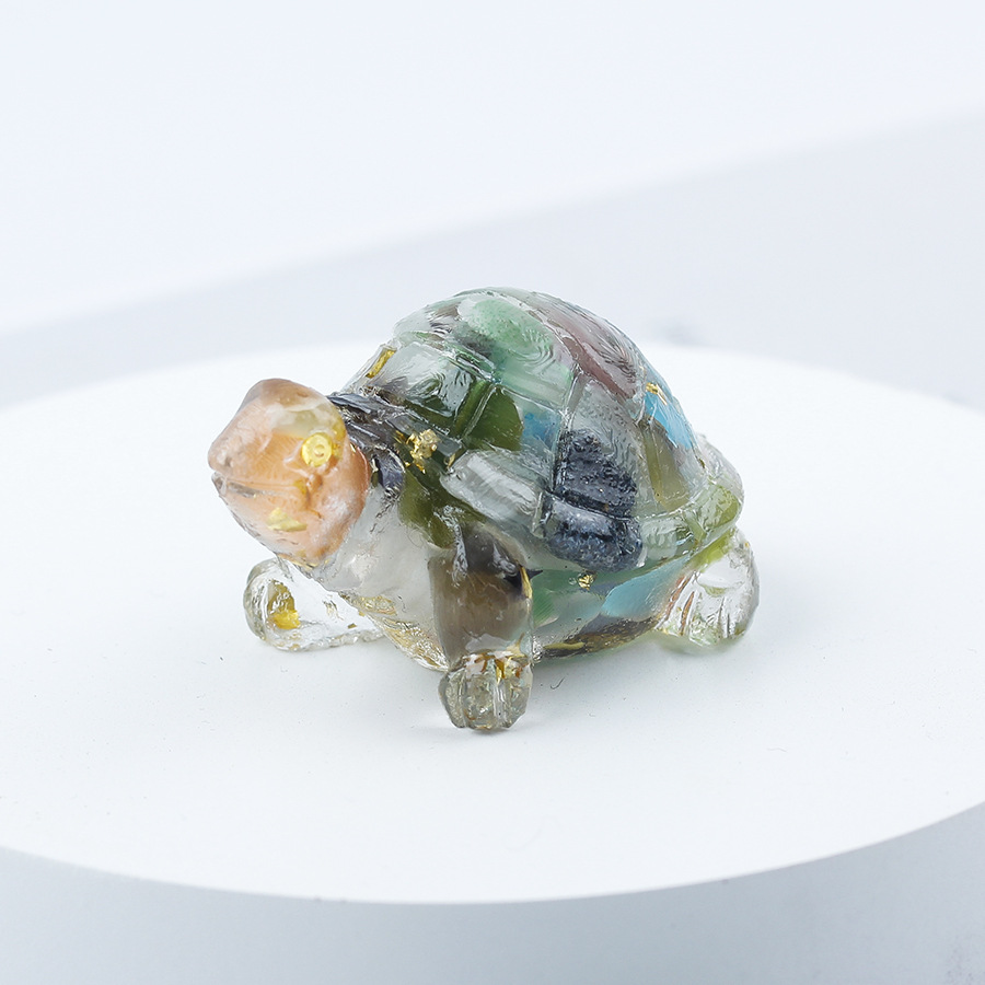 Cristal natural Animal Cristal blanco Cute Little Turtle Decoración creativa Adornos de escritorio Artesanías Decoración de coche