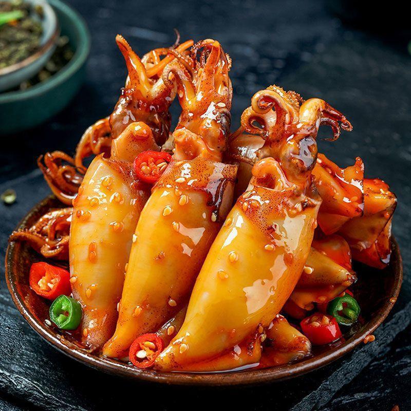 海兔即食罐头麻辣小海鲜熟食大罐装八爪鱼鱿鱼香辣下饭小零食整箱