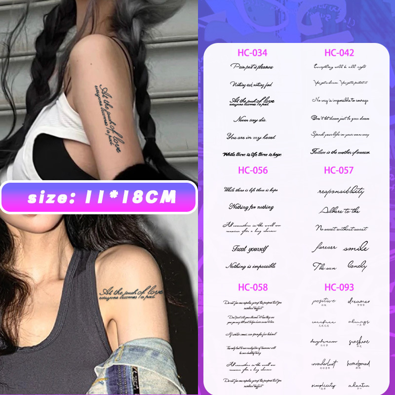 English Alphabet Herbal Tattoo Stickers Waterproof Men's Long-Lasting Artificial Arm Semi-Permanent Female Sexy Clavicle Trendy Juice English Alphabet Herbal Tattoo Stickers Waterproof Men's Long-Lasting Artificial Arm Semi-Permanent Female Sexy Clavicle Trendy Juice