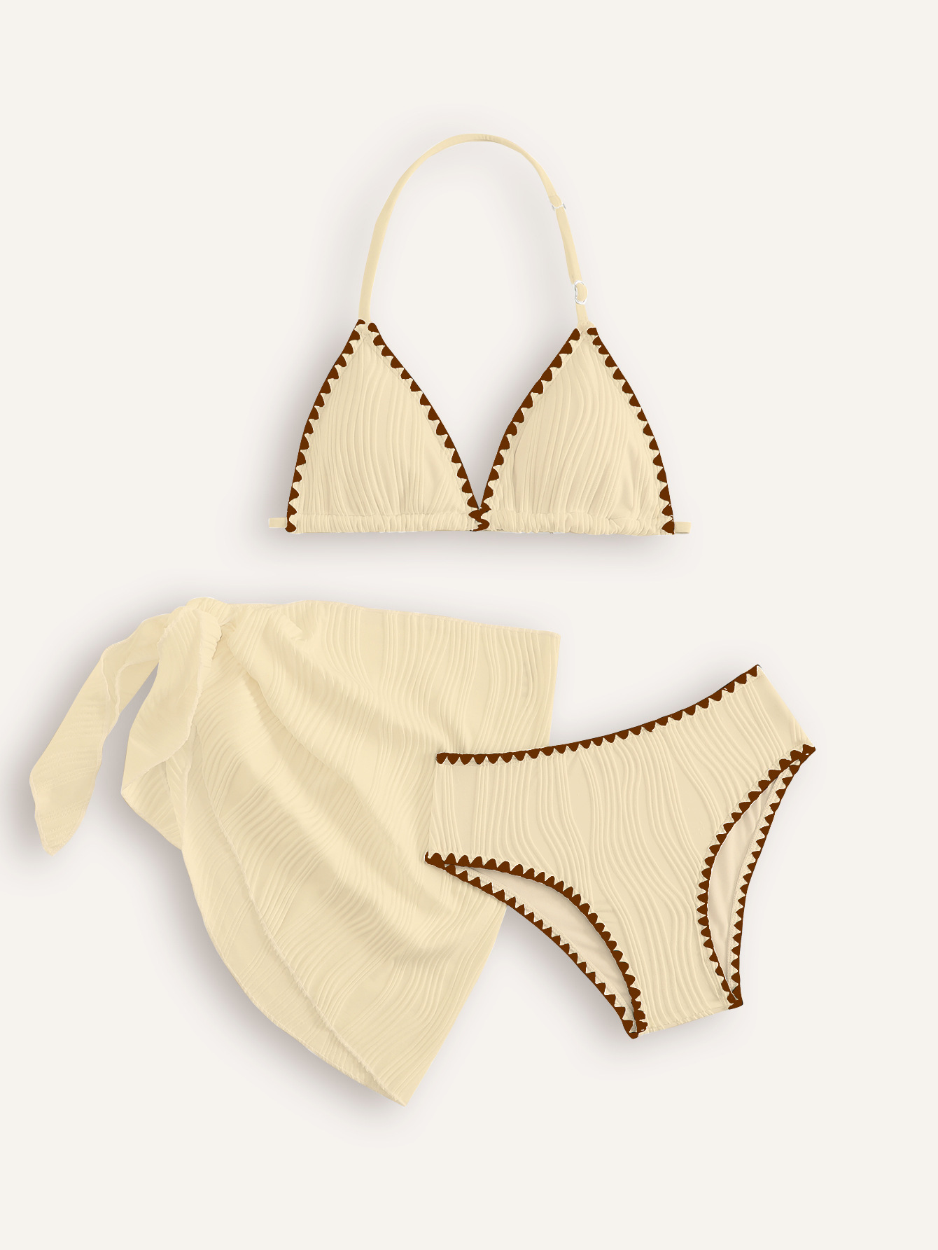 Classic Solid Colour Bikini Swimsuit Set For Teens Pool Beach_voghion.com