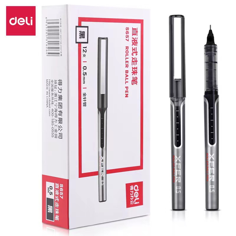 델리 S657 다이렉트 리퀴드 볼펜 전체 바늘 대용량 0.5mm 젤 펜 학생 사무실 서명 펜
