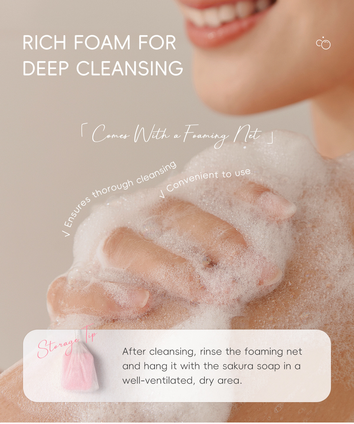 The new cross-border product LAIKOU Moisturizing and Cleaning Cherry Blossom Handmade Soap 110g is in stock and available for wholesale from the manufacturer. It comes in English packaging undefined