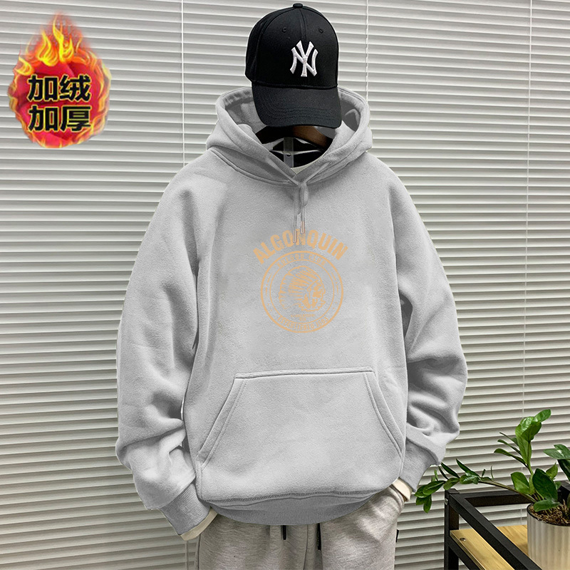 Primavera y otoño pesado suéter con capucha de los hombres marca moda invierno Top HOODIE más terciopelo abrigo americano pareja pullover