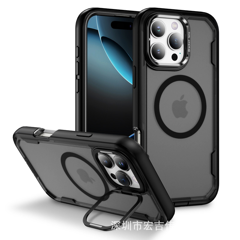 iPhone17ProMax対応、三重防御、磁気吸着式スマホケース、Apple16レンズスタンド付き、落下防止保護カバー|undefined