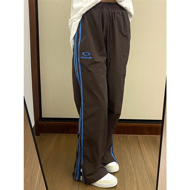 美式复古休闲伞兵工装裤男女夏秋轻薄尼龙速干三条杠街舞运动裤子