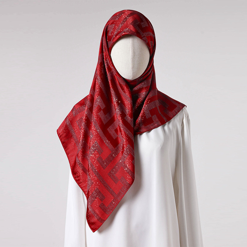 Retro Seidenschal Quadratisch Damen Sommer Versatile Kopftuch_voghion.com
