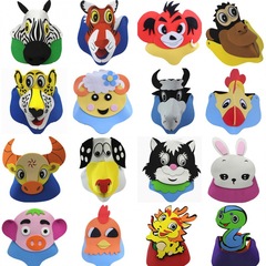 Hats, sun hats, parent-child activities, cartoon animal headdresses, dress-up performances, zodiac animals, tiger, cow, pig, snake, sheep and chicken