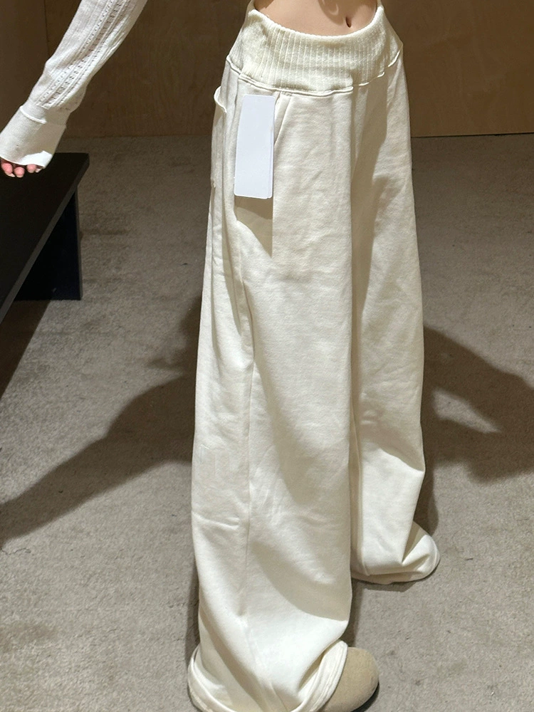 White autumn trousers for leisure, (Physicals), oversize
