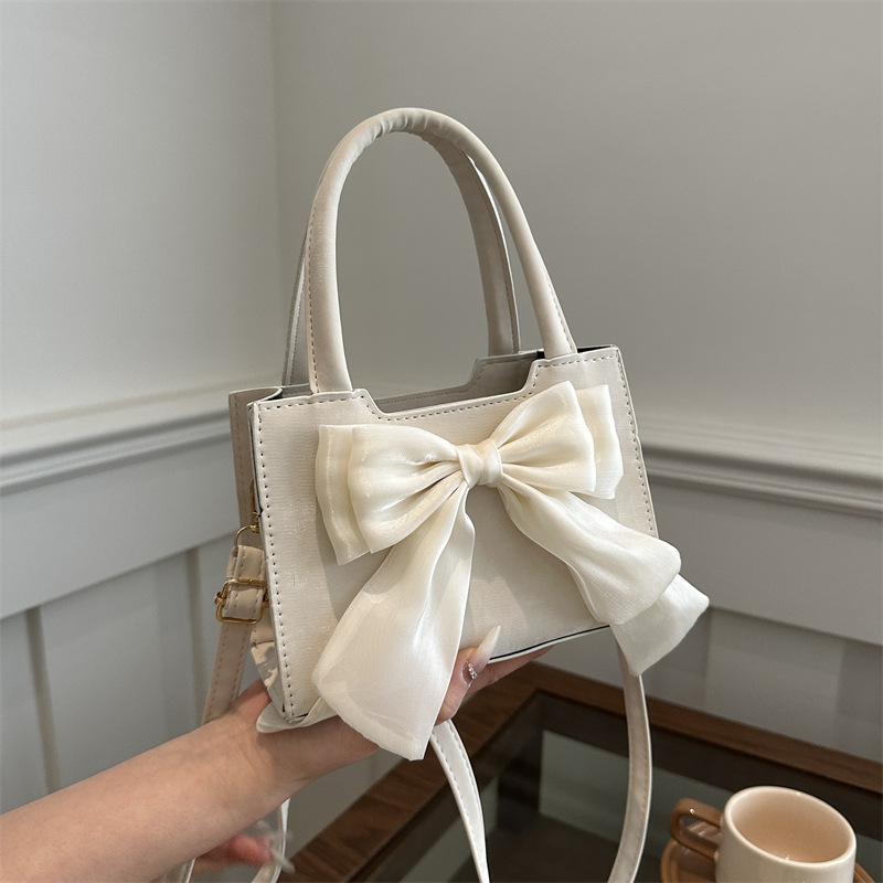 This year's fashion Korean bow handbag 2024 spring and summer niche design all-match messenger bag small square bag